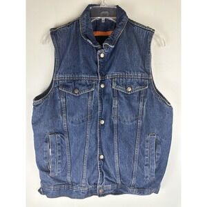 Bikers Zone Men's Heavy Denim Jean Biker Snap Up Button Pocket Vest Size Medium